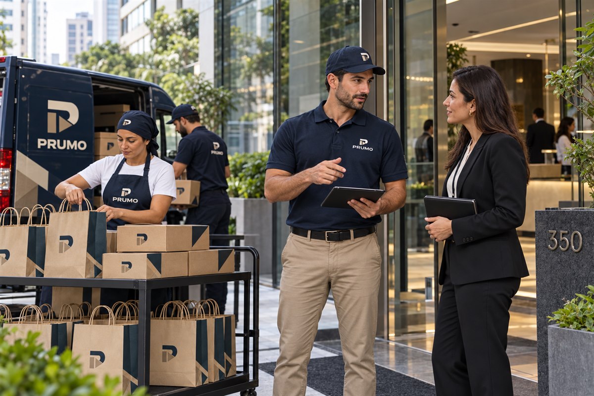 Equipe PRUMO realiza logística e atendimento em operação corporativa.
